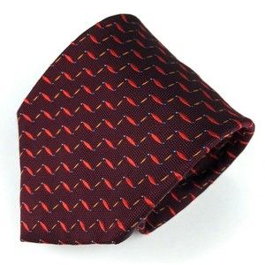 BEREND DEWITT Men's Tie Red Orange Blue Woven 100% Silk Made In Italy Necktie